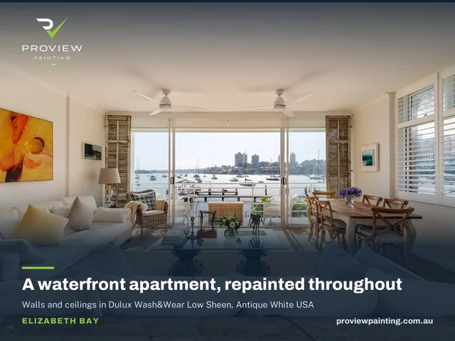 Waterfront apartment interior repainted by Proview Painting on Billyard Avenue, Elizabeth Bay