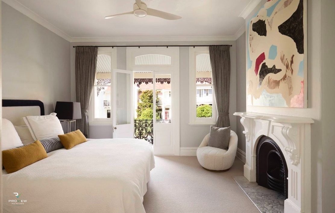 Master bedroom with fireplace
