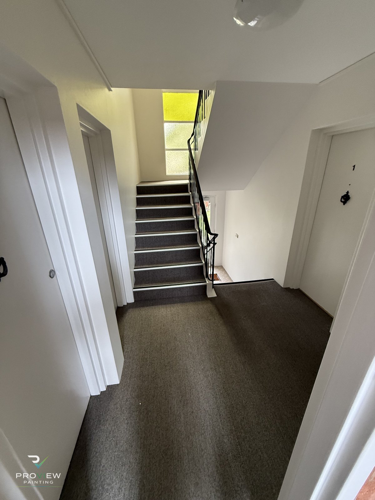 Repainted common-area entry hall